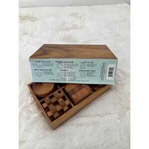 SiamMandalay Box Set of 6 Wood 3D Puzzles, Brainteasers Wood Storage Box NEW